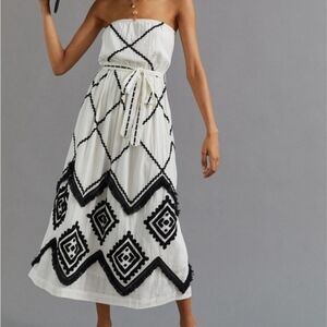 Anthropologie Black and White Strapless Sundress